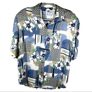 Kathie Lee Vintage Floral Abstract Button Up Top
